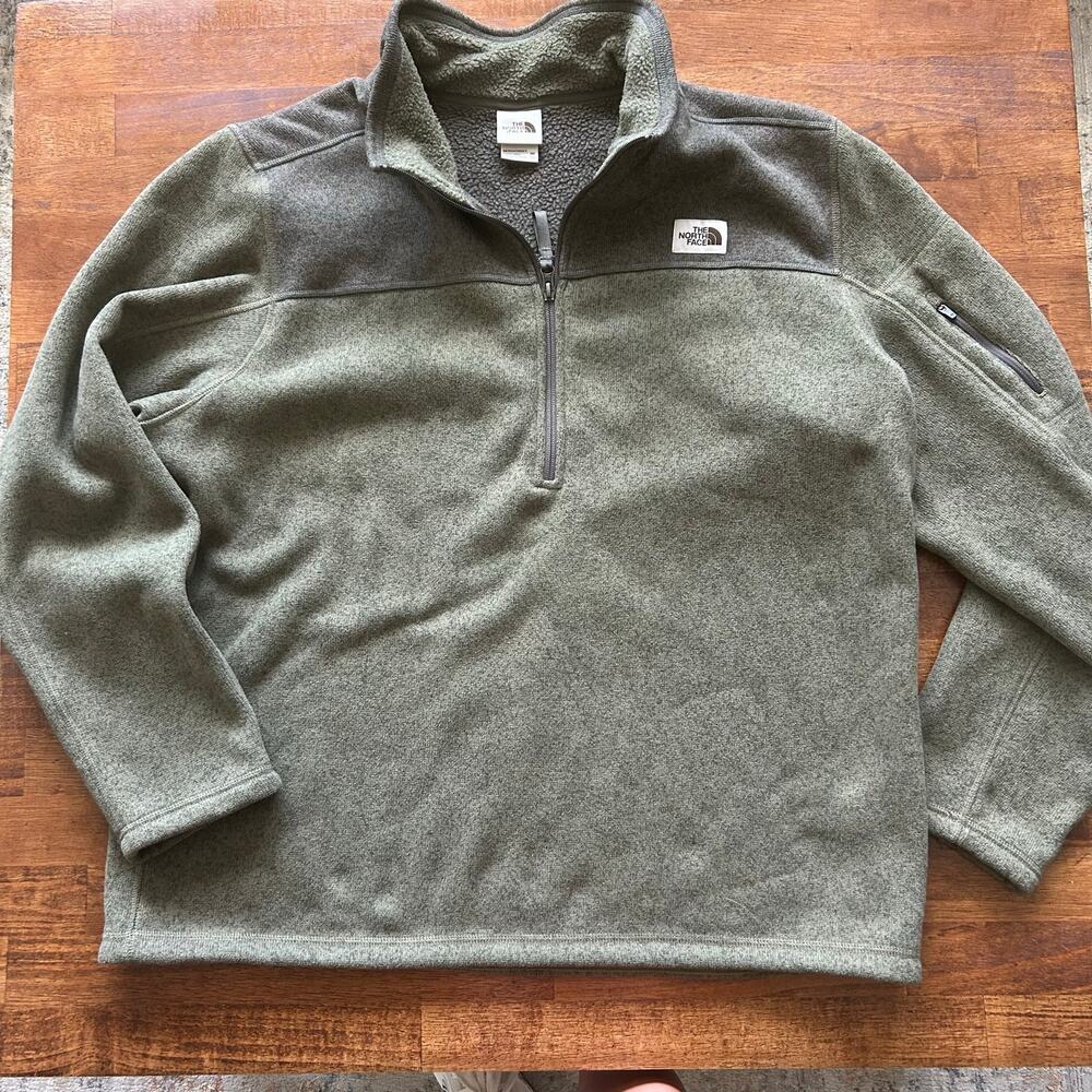 North face urban outdoor men’s half zip hunter, green fleece pullover size XXL - Picture 1 of 9